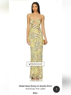 Runaway The Label Strapless Maxi Dress in Yellow-Green Print